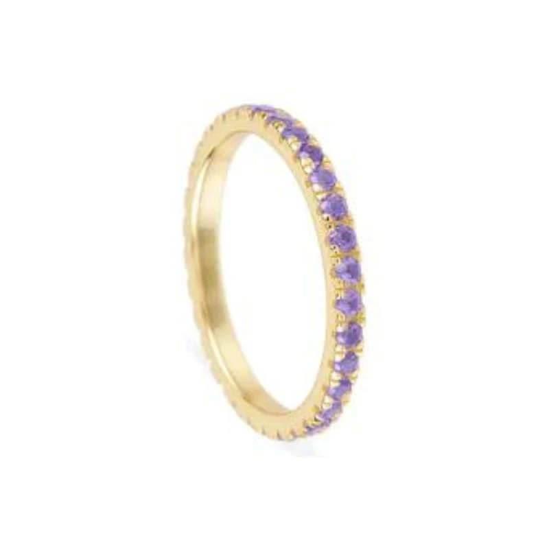 ANILLO CZ LILA BAÑO DE ORO