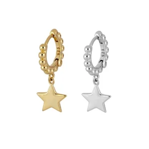 Pendiente de Aro Estrella Bolas Plata (UNIDAD)