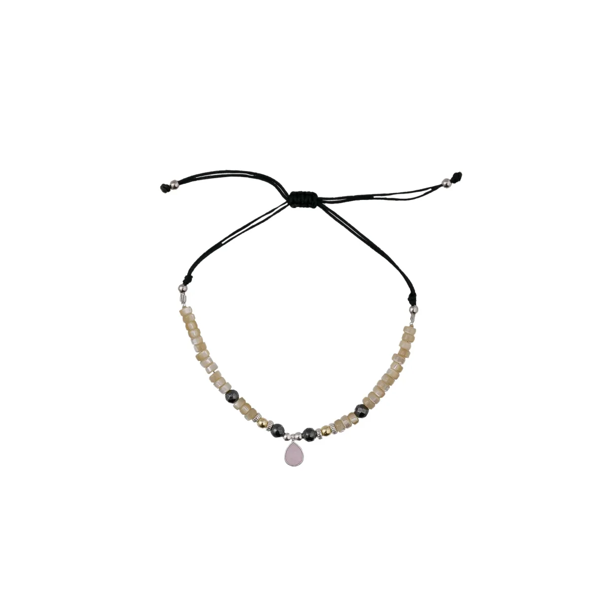 PULSERA NÁCAR ENVEJECIDO CUARZO ROSA