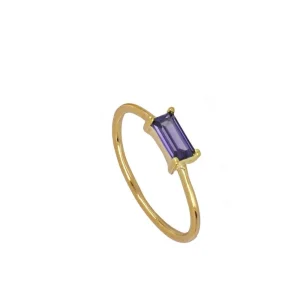 ANILLO BAGUETTE LILA BAÑO DE ORO
