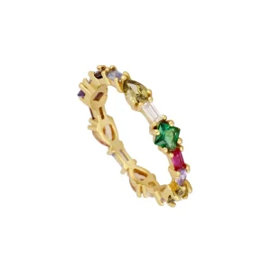 Anillo Alazne Multicolor Baño de Oro