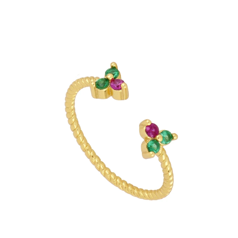 ANILLO FLOR COLOR BAÑO DE ORO