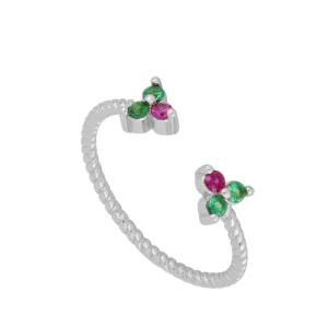ANILLO FLOR COLOR PLATA DE LEY