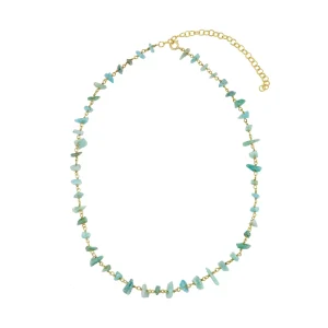 COLLAR CHIP AMAZONITA BAÑO DE ORO